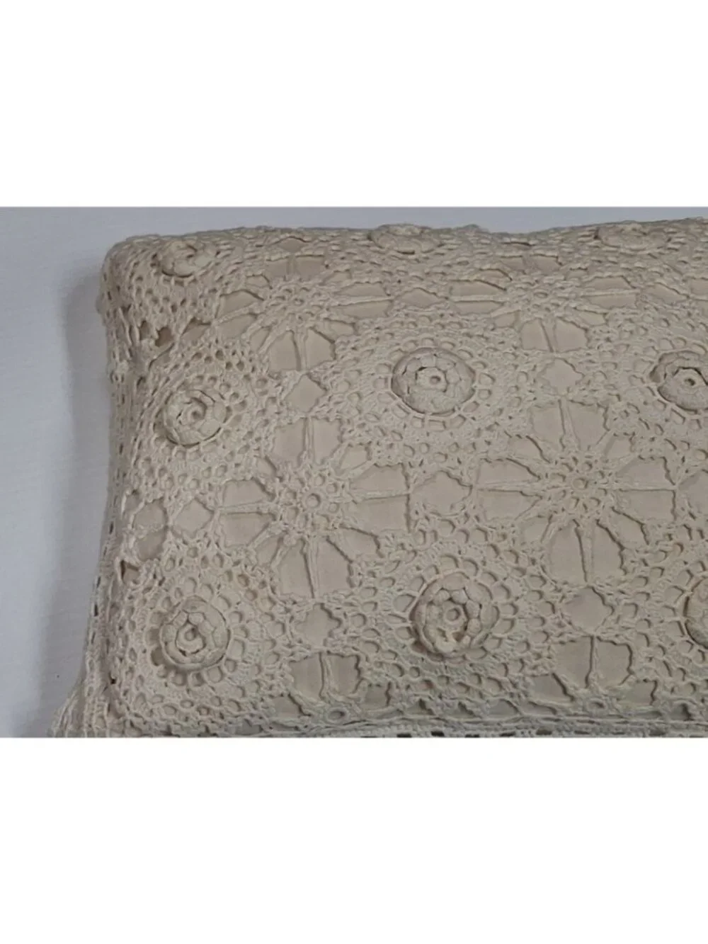Vtg Decorative Crochet Pillow Cotton -10x15